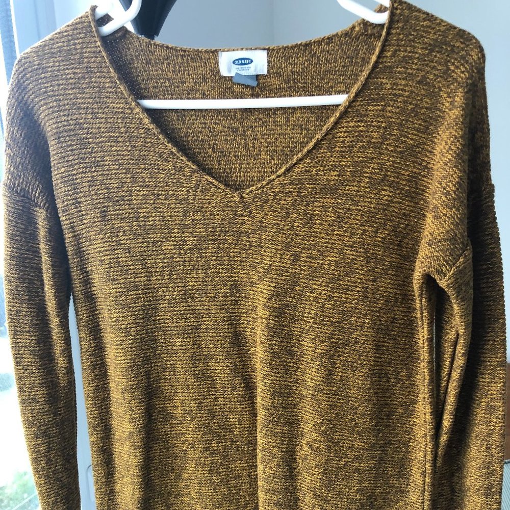 Old Navy Mustard-Gold Knit Tunic Sweater - V Neck